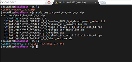 Unzip the CyLock MFA PAM module